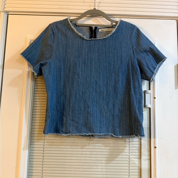 hippie laundry Tops - hippie laundry Denim Blue Women's Top Cropped Size Medium